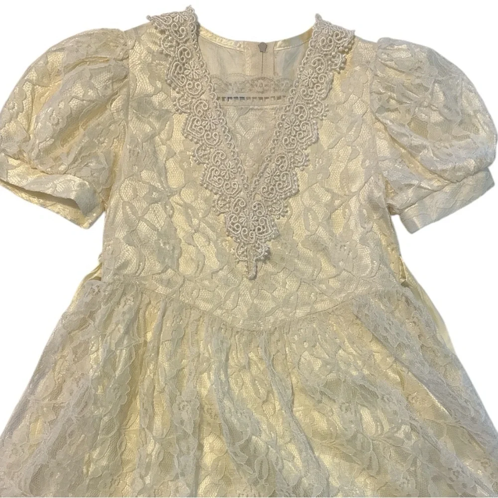 Gunne Sax Cream Lace Formal Kids Dress